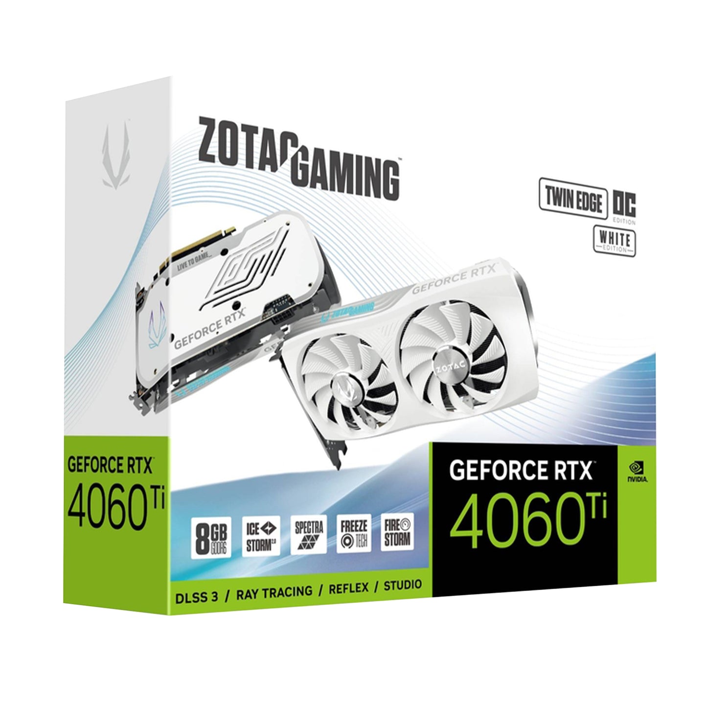 Tarjeta de Video Zotac GeForce RTX 4060 Ti 8GB Twin Edge OC - Blanco