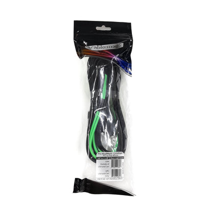 Extensión de cable PCI-e Cablemod Pro 12VHPWR (Black + Light Green, 16-pin to Triple 8-pin, 45cm)