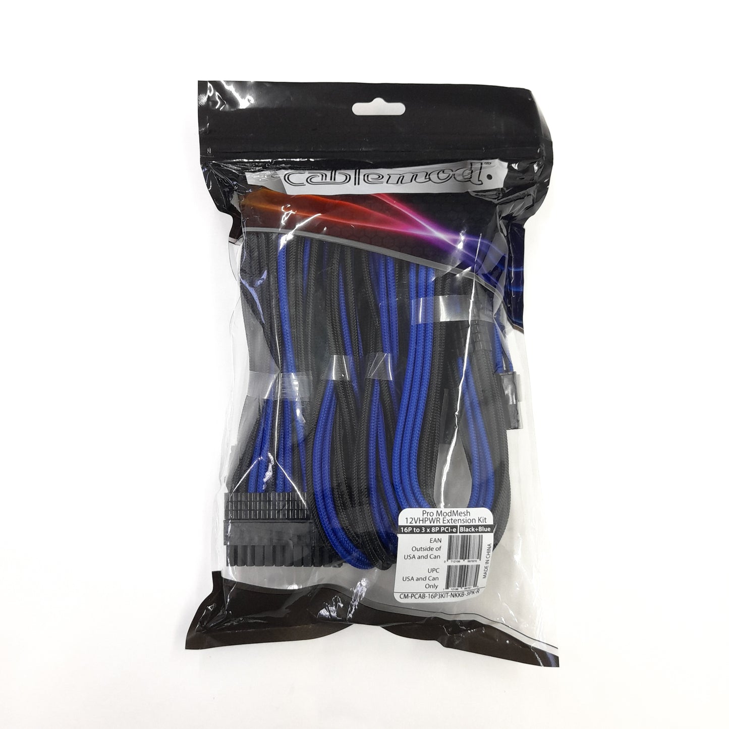 Kit de extensión de cable Cablemod Pro 12VHPWR  (Black + Blue, 16-pin to Triple 8-pin)