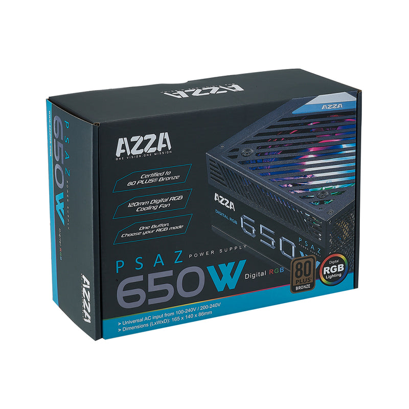 Fuente de poder Azza 650W ARGB 80 Plus Bronce